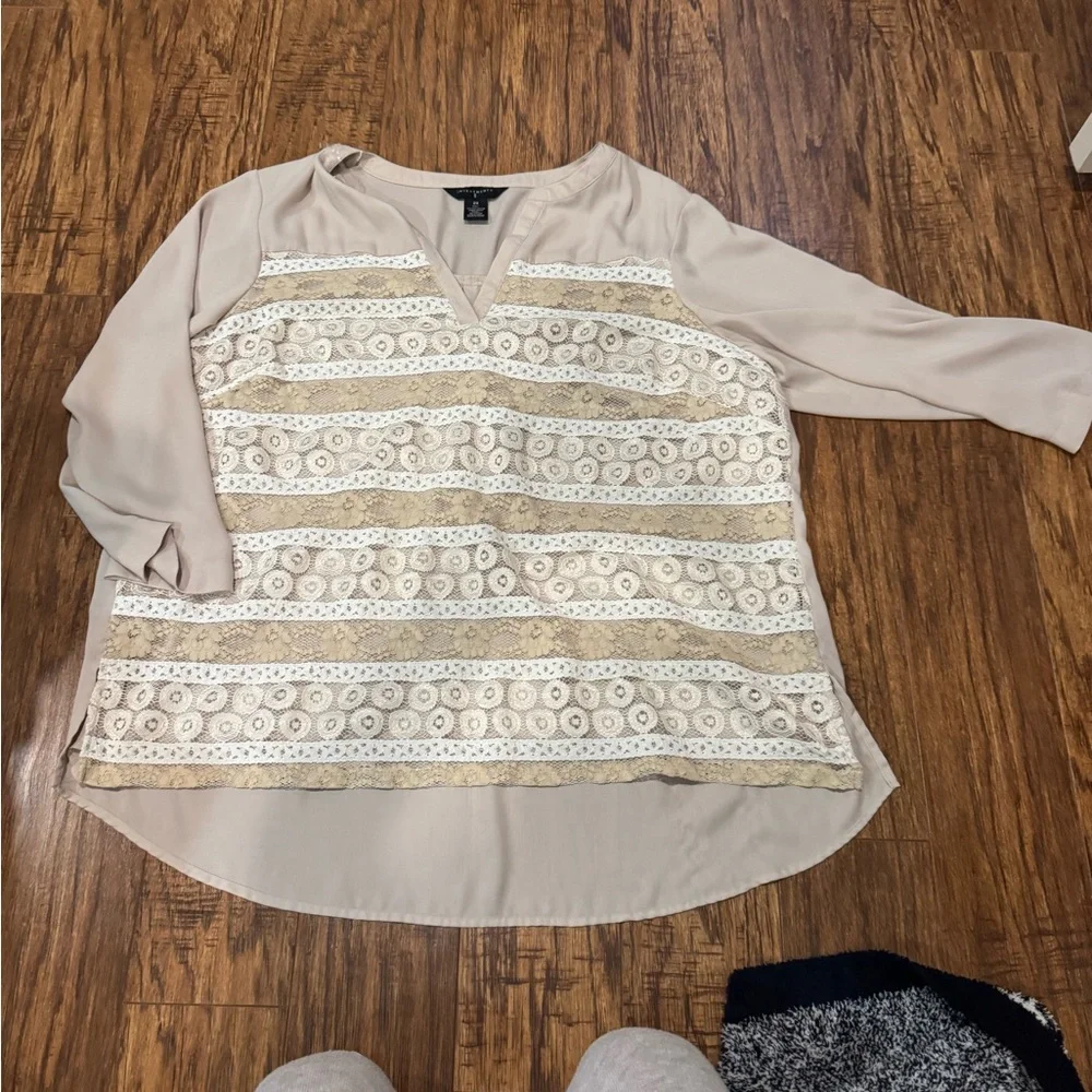 Investments Beige and Cream Lace Blouse - Picture 1 of 3